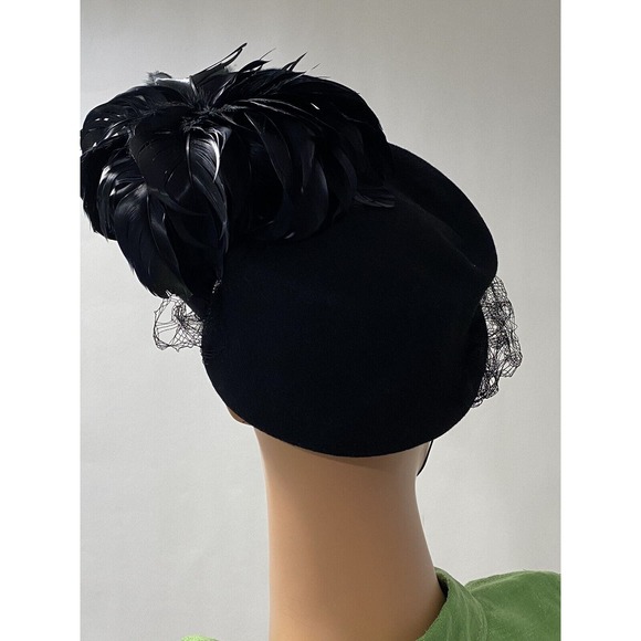 boston store milwaukee elegant hats womens black with flower of feathers on top main image 9